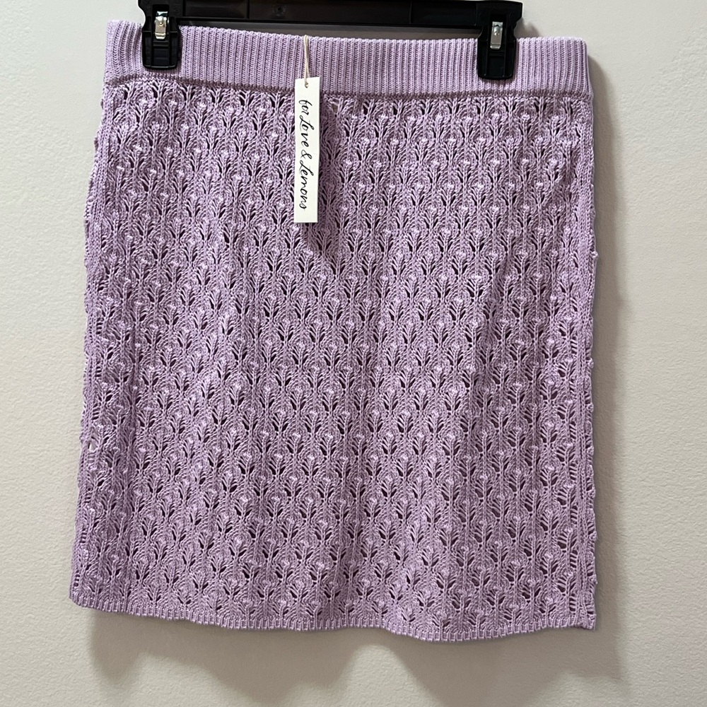 For Love And Lemons Lilac Knit Skirt Size L - Picture 2 of 4